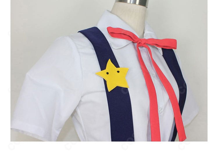 バックパックのショルダーストラップ装飾：八九寺真宵コスプレ衣装のストラップ意匠を拡大した画像