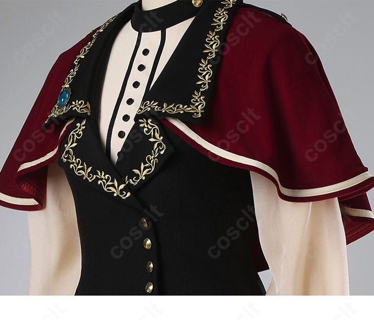 肩と袖の装飾ディテール。立体感のある意匠でステージ映えするティモリス衣装