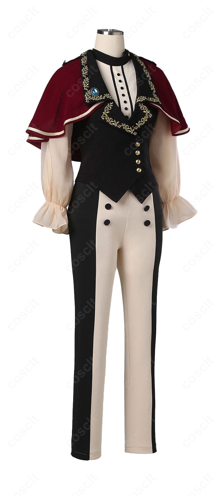 側面全景。ヨーロピアン調ラインと袖の落ち感がわかるティモリス衣装のシルエット