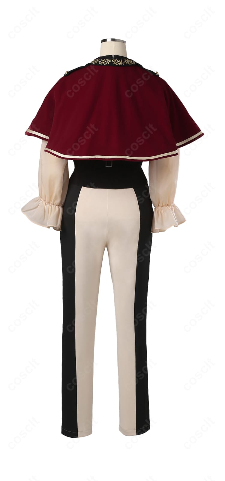 背面全景。ベストとトップスのレイヤー構成が確認できるティモリス衣装の後ろ姿