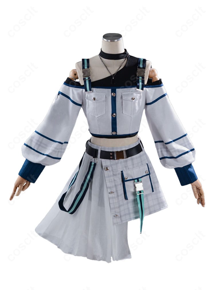 要 楽奈 コインパーキングの猫 特訓後コスプレ衣装の正面全体像。上衣とスカートのラインが確認できる。