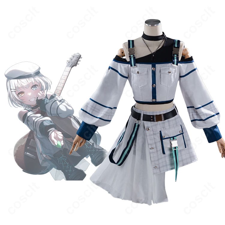 要 楽奈 コインパーキングの猫 特訓後衣装の正面とキャラクターイメージを並置した写真。配色とシルエットの再現度が分かる構図。