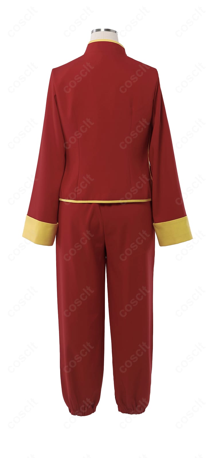 銀魂 神楽 チャイナ服コスプレの背面カット。背面ラインと裾の処理、パイピングの仕上げが見える。