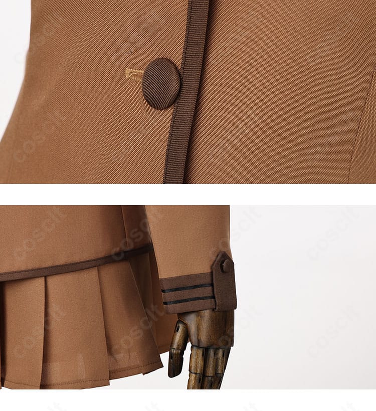 FGO 学園制服コスプレ ボタンと袖口のステッチ拡大。プロ仕立ての丁寧な縫製を確認。