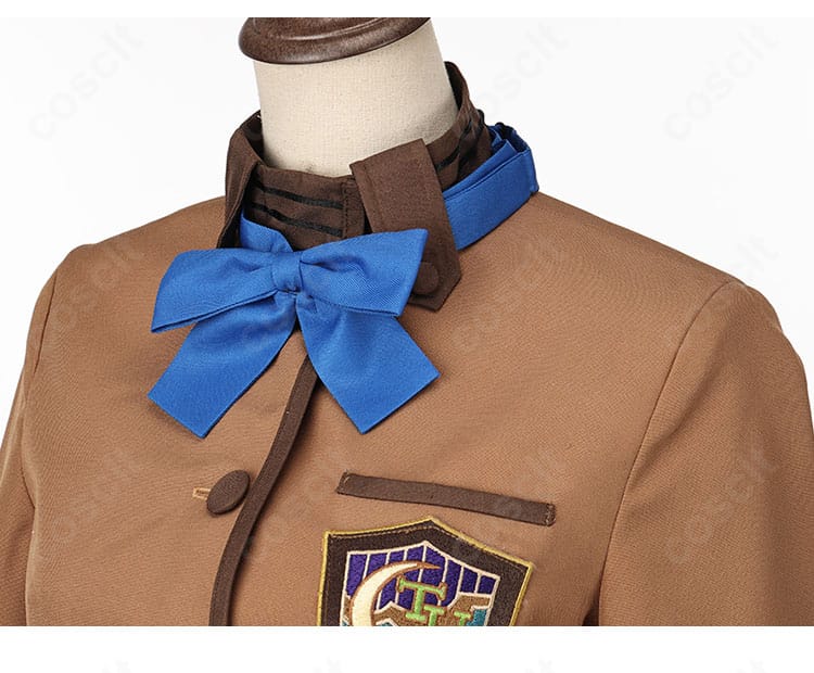 FGO 岸波白野 学園制服コスプレ えり元。スカーフ結びの形とリボンのボリューム感をクローズアップ。