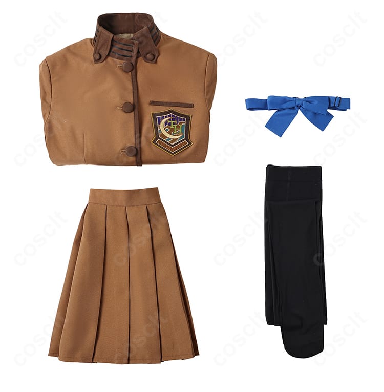 FGO 岸波白野 学園制服コスプレ セット内容一覧。上着・スカート・スカーフ・タイツの四点。