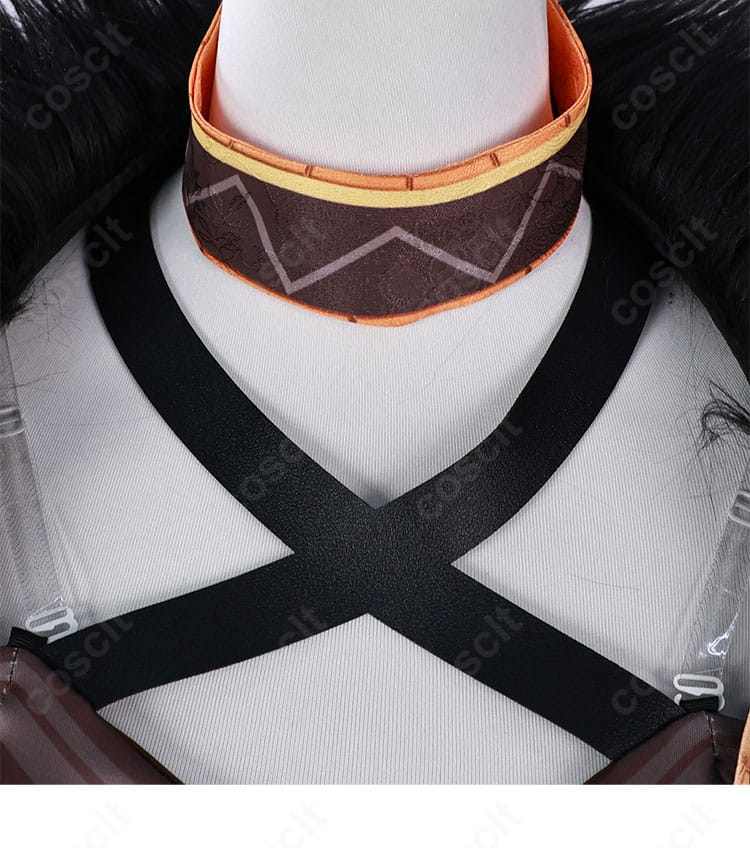 原神 イアンサ コスプレ衣装 首元アップ。精巧な刺繍とチョーカーで映えるネックライン