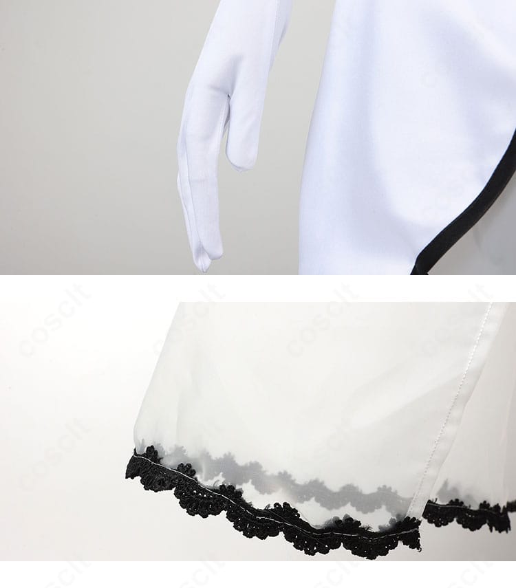 手袋と裾装飾のクローズアップ。質感と縫製の丁寧さが伝わるFGO アルクェイド コスプレ衣装。