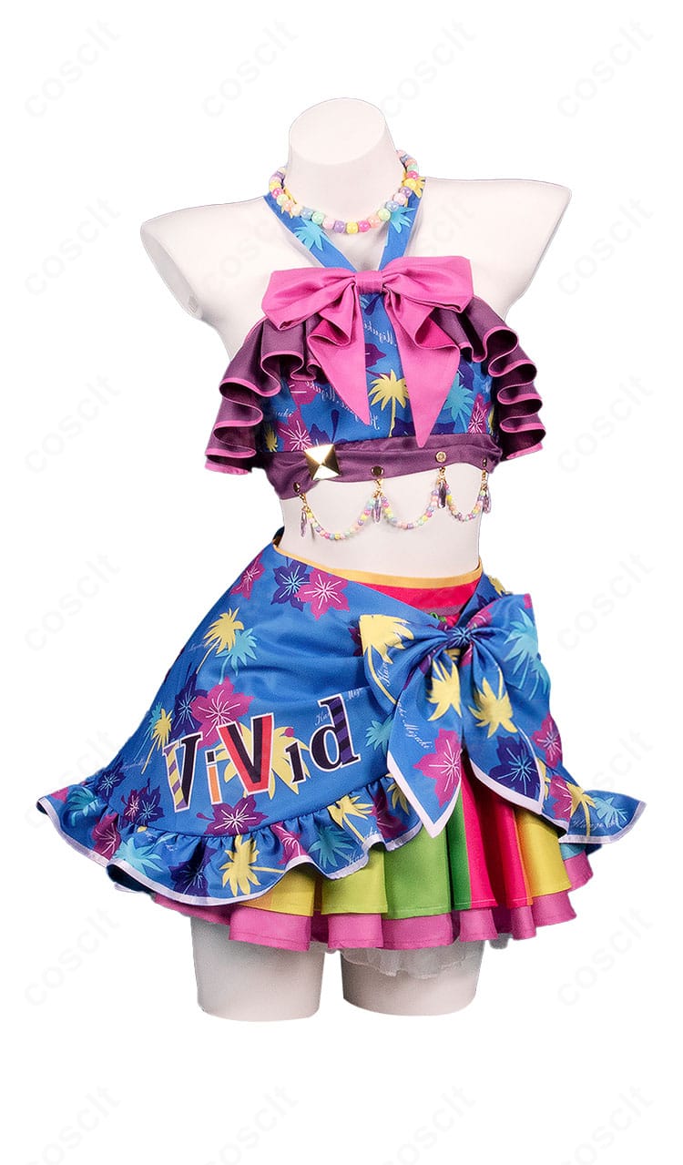 神崎美月コスプレ衣装の正面図。トップスの装飾とプリーツスカートのラインが美しく、セットアップの質感が分かる画像。