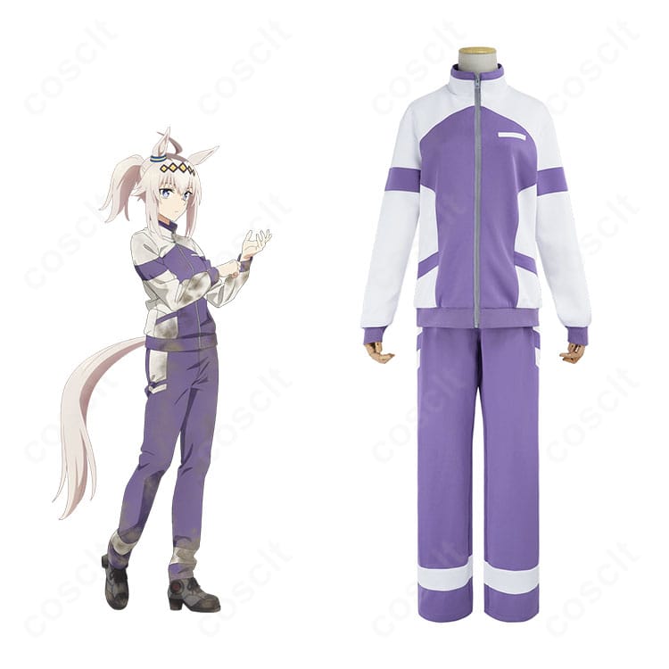 ウマ娘 オグリキャップのカサマツトレセン学園ジャージを全身で再現し、キャラクターと衣装の一体感を表現したコスプレ例