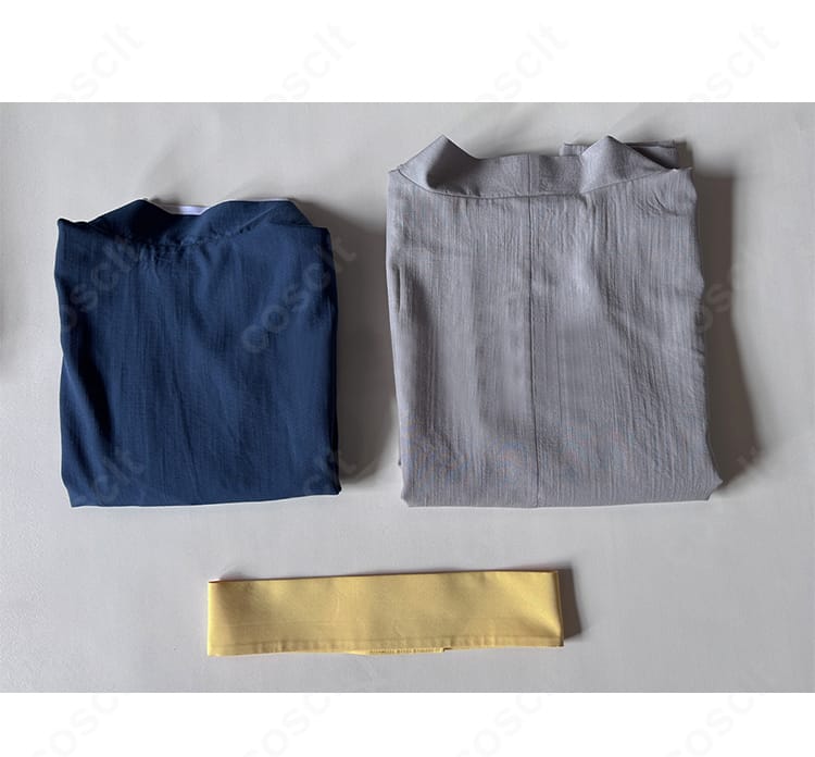 セット内容の一覧。桂小太郎の羽織・和服・帯の3点セットが並び、すぐに着用可能であることが分かる。