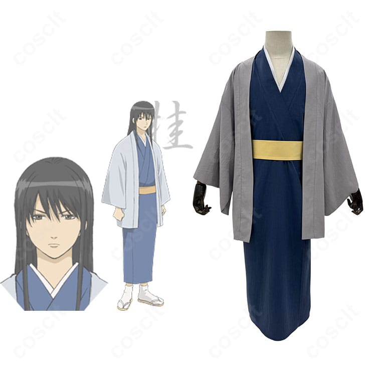 銀魂の桂小太郎と本コスプレ衣装の比較。高再現の羽織と和服シルエットが一致している様子。