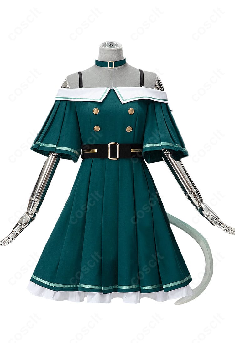 草薙寧々 cat lifeコスプレの正面。ワンピースとベルト、チョーカーのレイアウトがわかる高再現デザイン