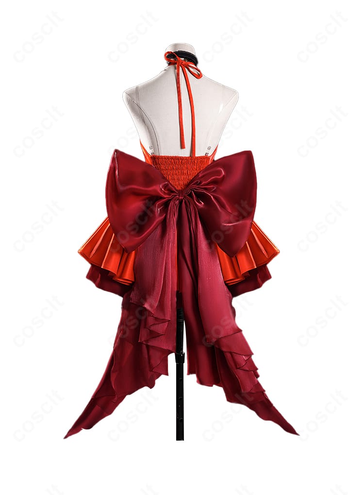 式波・アスカ・ラングレー WILLE版コスプレ衣装の背面。大きな蝶結びと背中のデザインを確認できる画像。