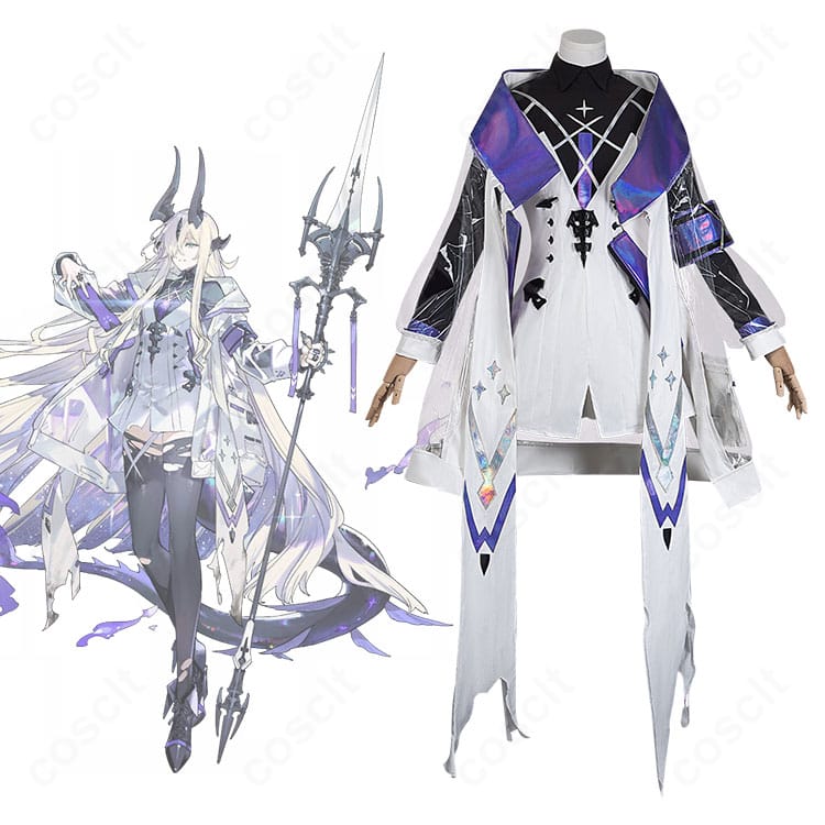 アークナイツ エブラナのコスプレ一式を着用した全身イメージ。特徴的な装飾を忠実に再現した高再現コスチューム。