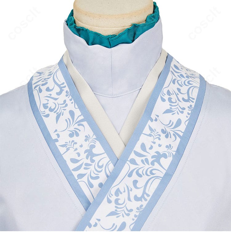 薬屋のひとりごと 壬氏「月精」衣襟(領口)装飾のクローズアップ。刺繍風ディテールと配色のコントラスト。