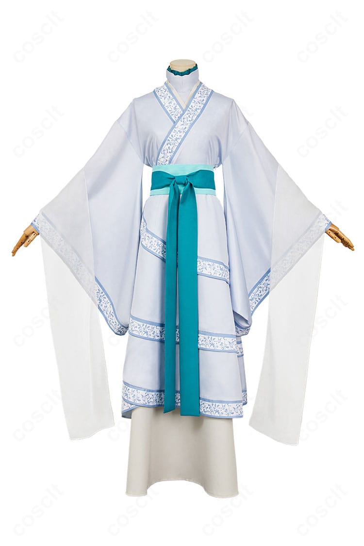 薬屋のひとりごと 壬氏「月精」コスプレ衣装の正面全身。端正なシルエットと上品な配色を強調。