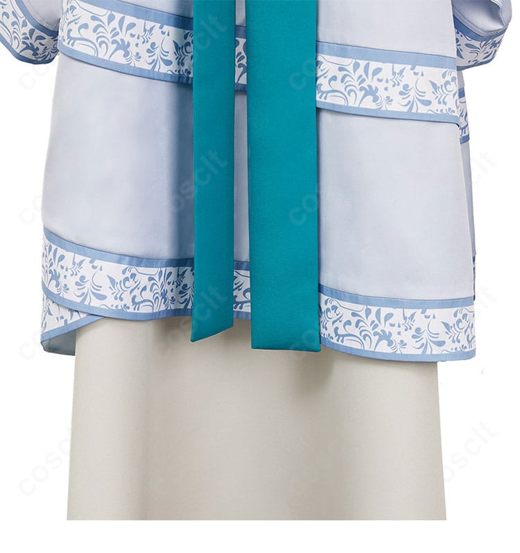 薬屋のひとりごと 壬氏「月精」裾(衣摆)装飾の詳細。レイヤードの重なりと縫製の丁寧さを示す。