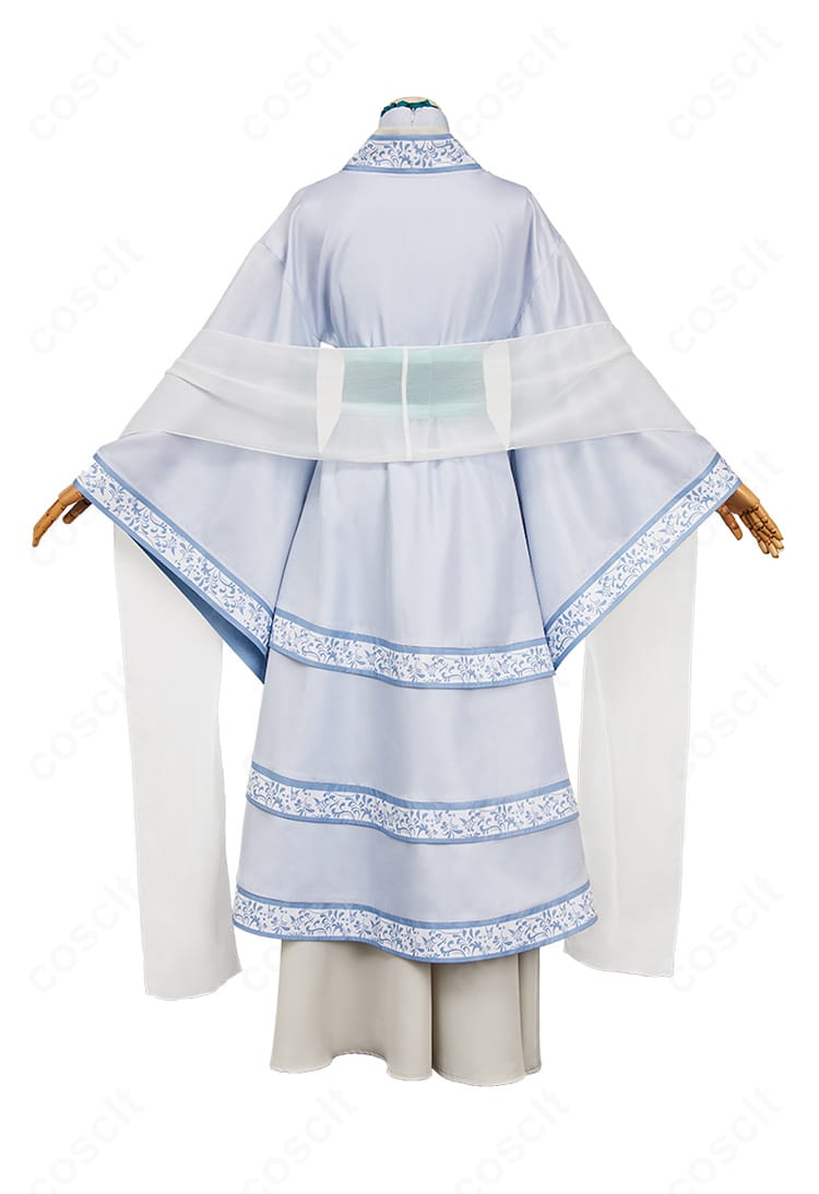 薬屋のひとりごと 壬氏「月精」背面。背中の開きとショールの流れ、スカートの広がりを確認。