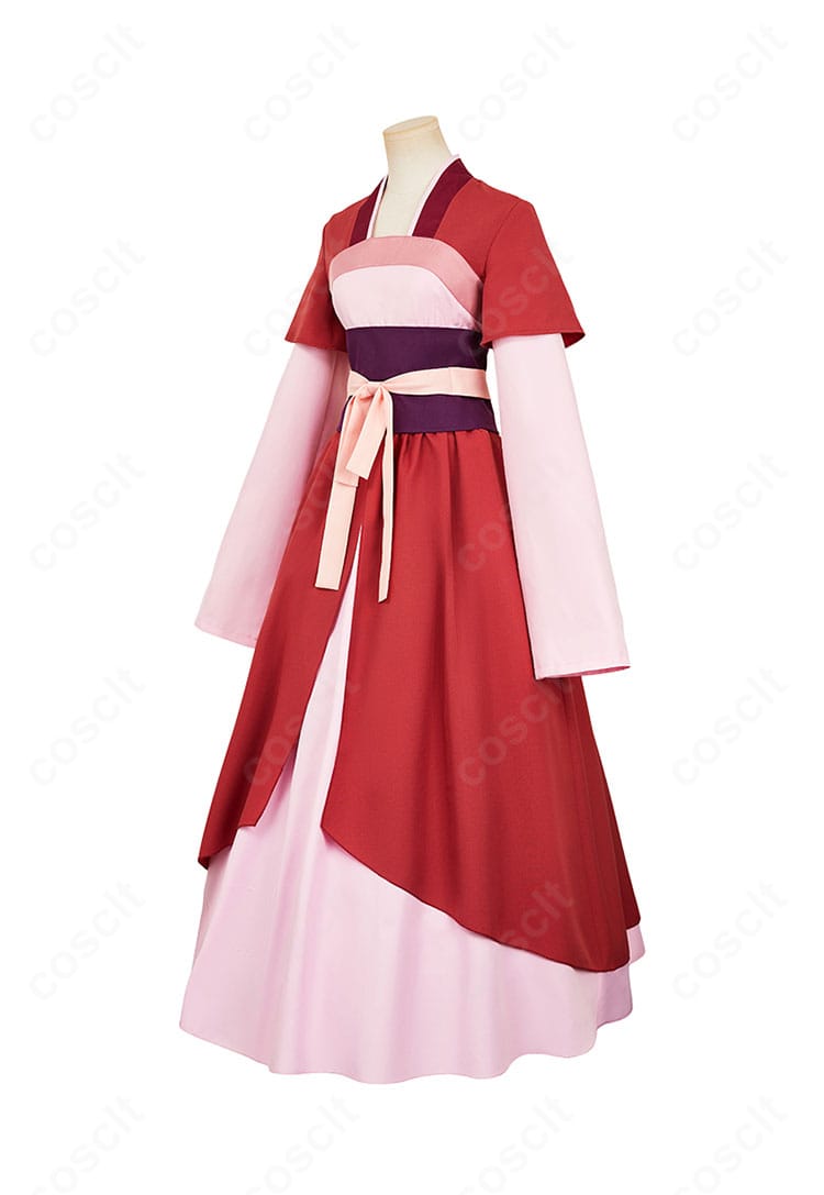 薬屋のひとりごと 猫猫衣装の右側面。トップスからスカートへ流れるラインと腰回りのフィット感を確認。