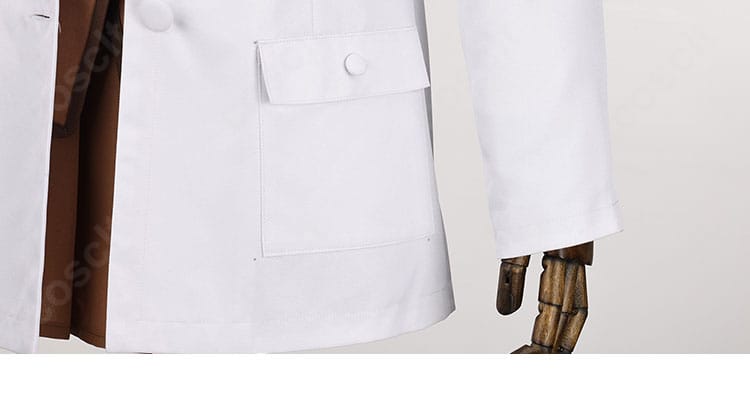 間桐桜 コスプレのポケットと袖口ディテール。均一な縫製と端処理で耐久性と美観を両立。