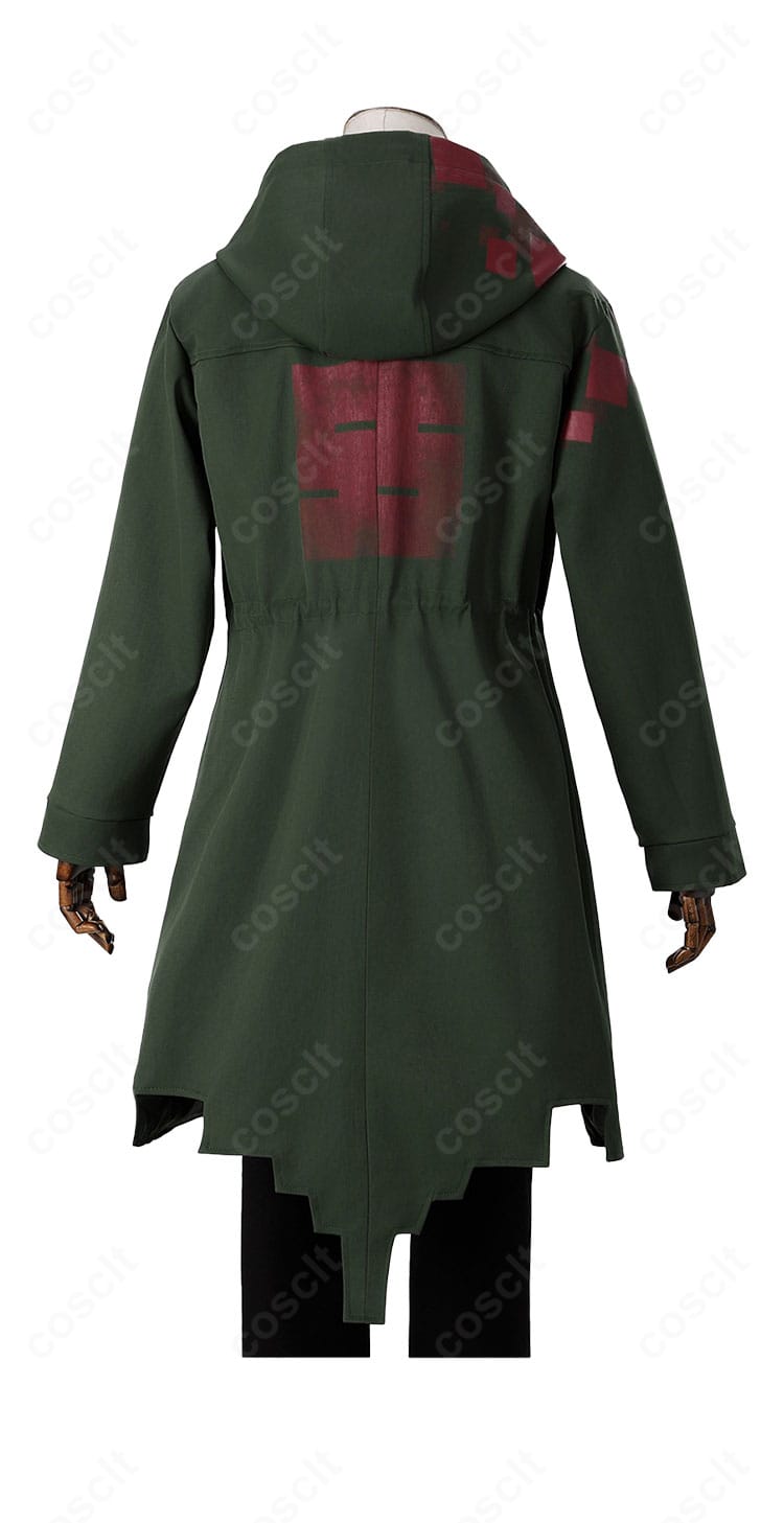 狛枝凪斗コスプレ衣装の背面画像。背面の装飾配置とコートのシルエットを詳細に確認できます。