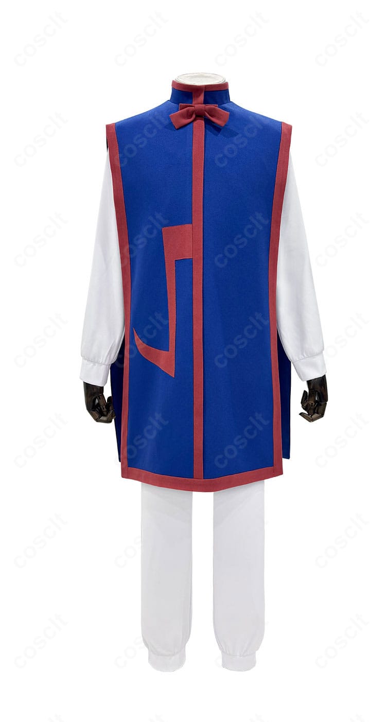 HUNTER×HUNTER クラピカ コスプレ衣装の正面カット。上着・トップス・ズボンのラインと配色、胸元〜裾までの意匠を確認できます。