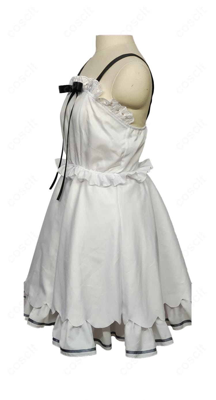 錦あすみ コスプレ衣装 右側スカート装飾のクローズアップ。リボンとステッチの丁寧な仕上げ。