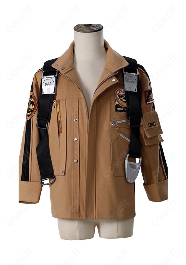 マヒル衣装フロント装飾の接写。刺繍風モチーフやボタン配置など細部までの作り込み。