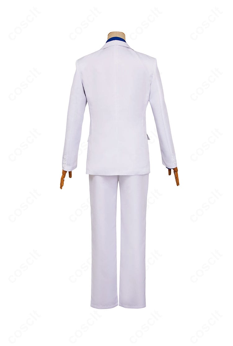 背面からの風祭京一郎コスプレ衣装。センターベントや背中のシェイプ、裾線の整いを詳細に撮影。