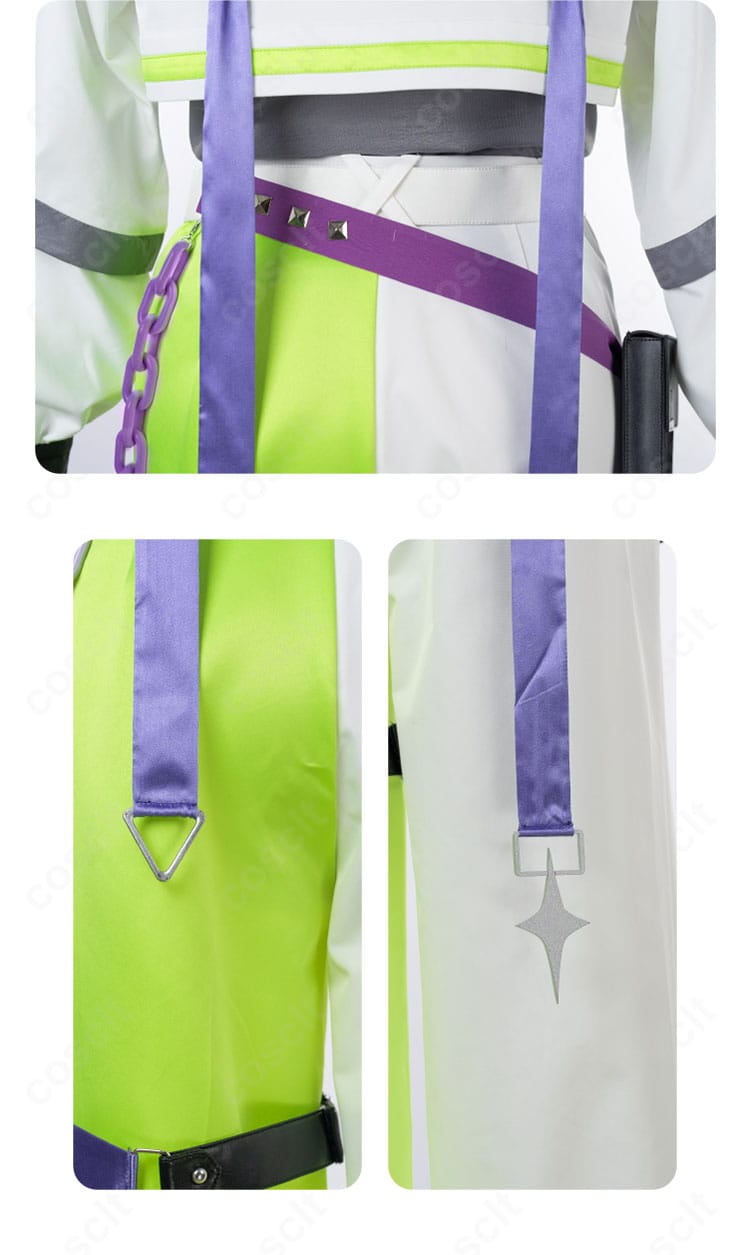 背中のアクセサリー装飾クローズアップ。特徴的パーツが立体的に映える構成。