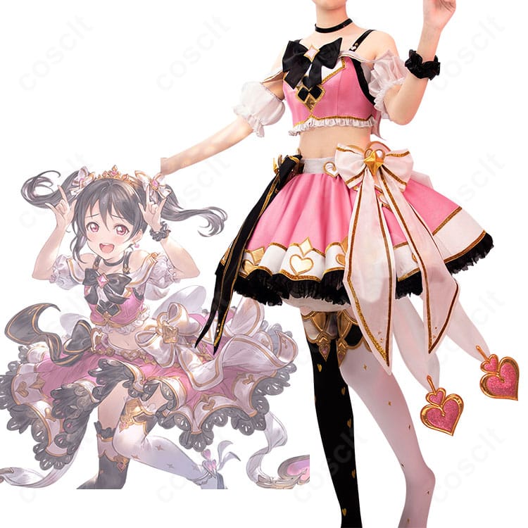 ラブライブ!矢澤にこ 3年生チーム衣装の全身コーデ例。キャラクターイメージに沿った配色と装飾を忠実再現。