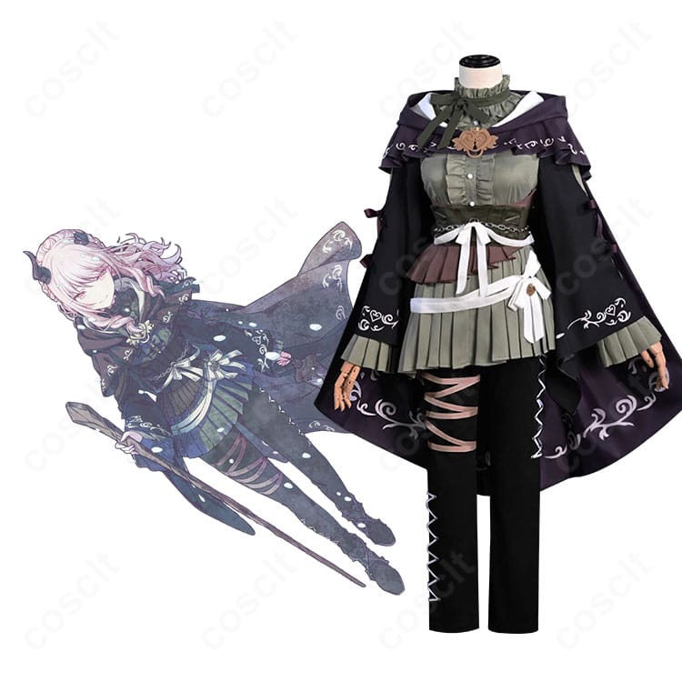 プロジェクトセカイ 暁山瑞希「ハーミット・リバース」衣装一式とキャラクター参考図。配色と装飾を忠実に再現した全体イメージ。