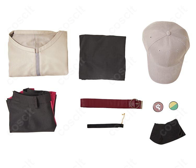 LAZARUS エレイナ衣装セット一覧。コート、スカート、帽子、インナー、ベルト、靴下、チョーカーの内容を一枚で表示。