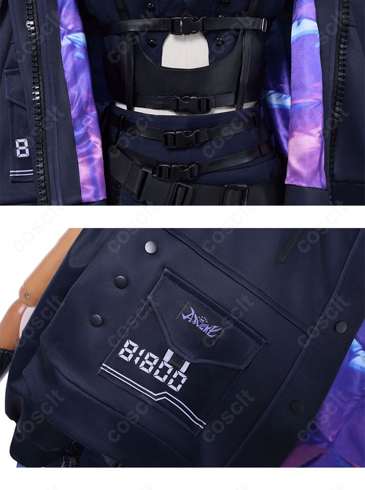 古石ビジュー コスプレ衣装の腰部装飾とポケット。ベルトと小物固定位置の実用性が分かる