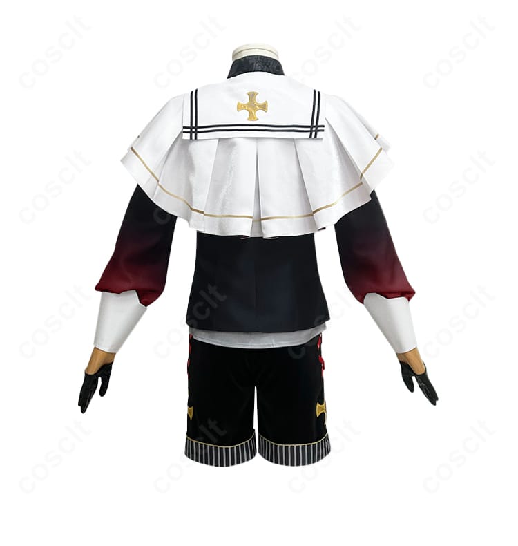 背面全体。コートの後ろ姿や裾のシルエット、装飾配置を詳細に表示