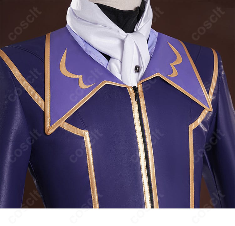 衣領付近の装飾ディテール。縁取りの厚みとカーブの整いを確認できるアップ。