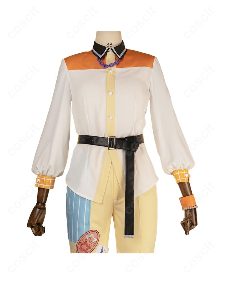 天祥院英智 シャツ前面ディテール。胸元の刺繍と生地感の質感表現。