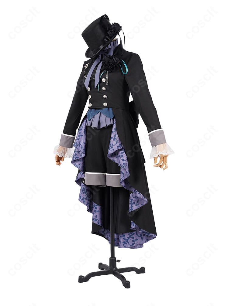 シエル・ファントムハイヴ 27巻衣装の側面シルエット。コートラインと短パンのバランスが美しい。