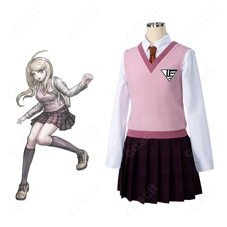 ニューダンガンロンパV3 赤松楓の学園制服コスプレ一式とキャラクターイメージの組み合わせ。世界観を忠実に再現したセット内容を解説。