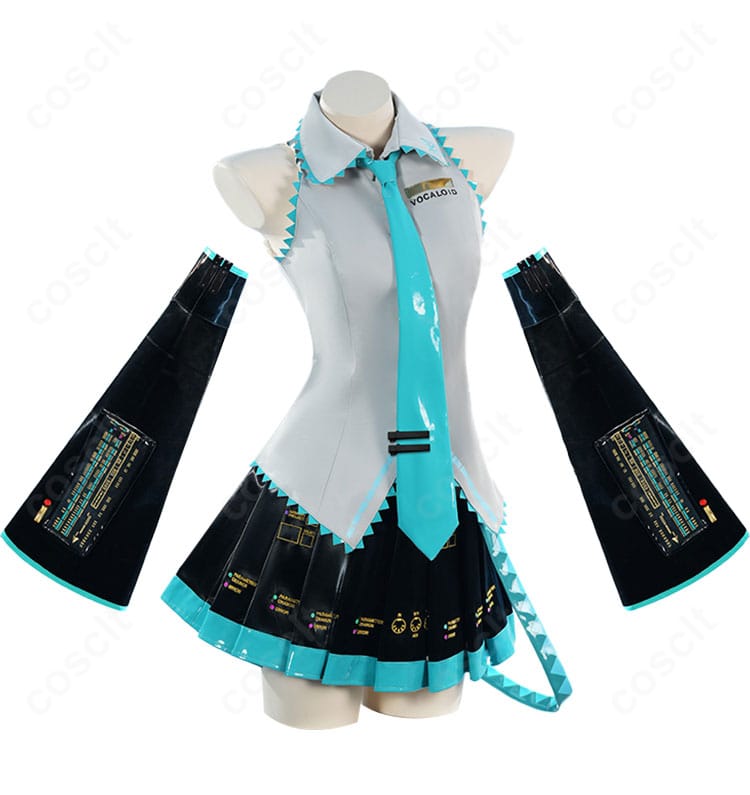 初音ミク V2 コスプレ衣装の右側面。ウエストラインと袖パーツのディテールを確認