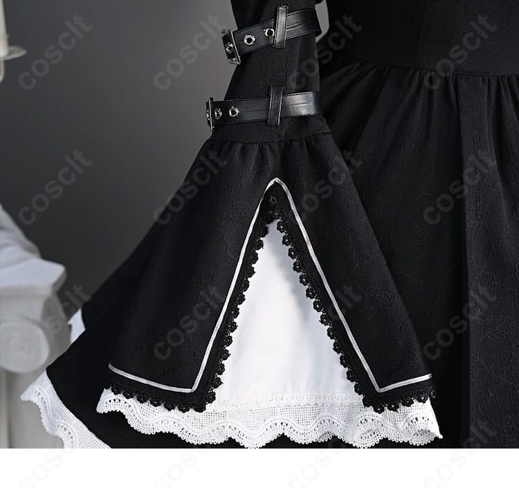 袖口の装飾ディテール。繊細なレースとステッチを写したクローズアップ