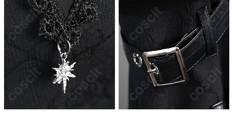 胸飾りと腕飾りの質感。高級感ある素材感と配置バランスを見せる写真