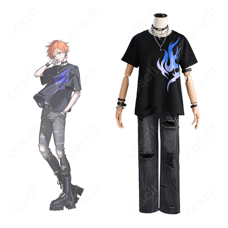 プロジェクトセカイ 東雲彰人 フューエル衣装のコラボ風ビジュアル。高忠実度のストリートコスを全身で表現。