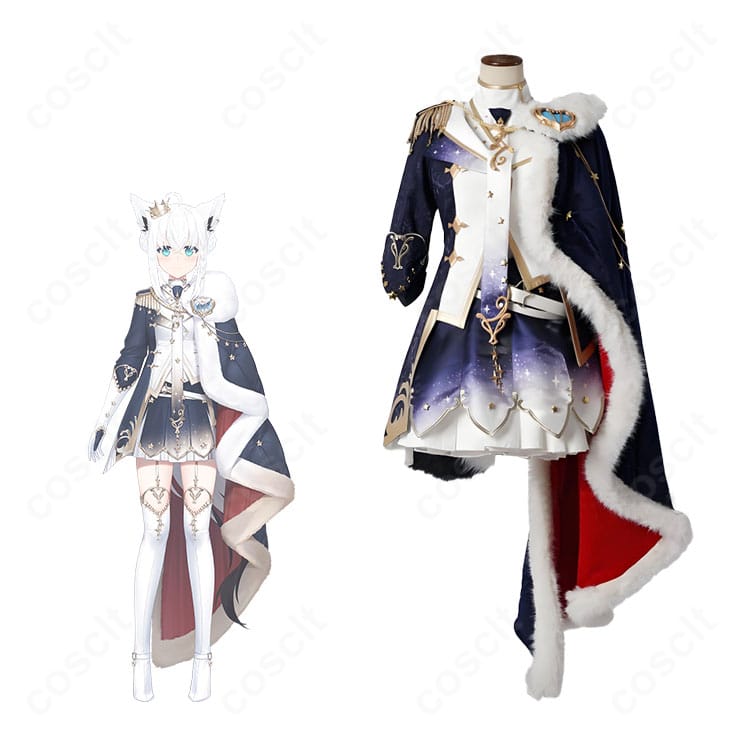 白上フブキのキング衣装コスプレ一式。ホロライブの王者モチーフを高再現したフルセット正面・背面構成の概要画像。