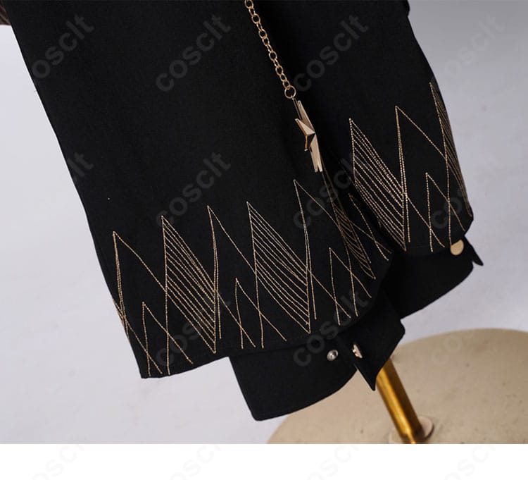 ズボンのデザインディテール。ライン取りと装飾ポイント、動きやすさを示す写真