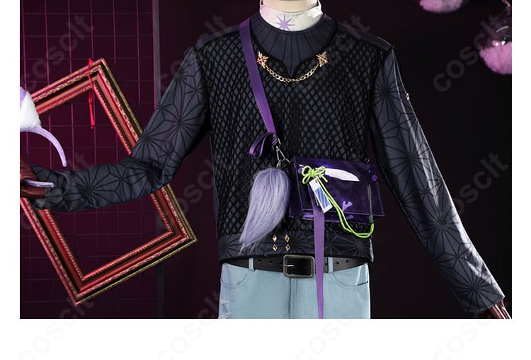 玖夜コスプレ 胸元ジッパー装飾の詳細。メタル感と縫製の整いを確認。