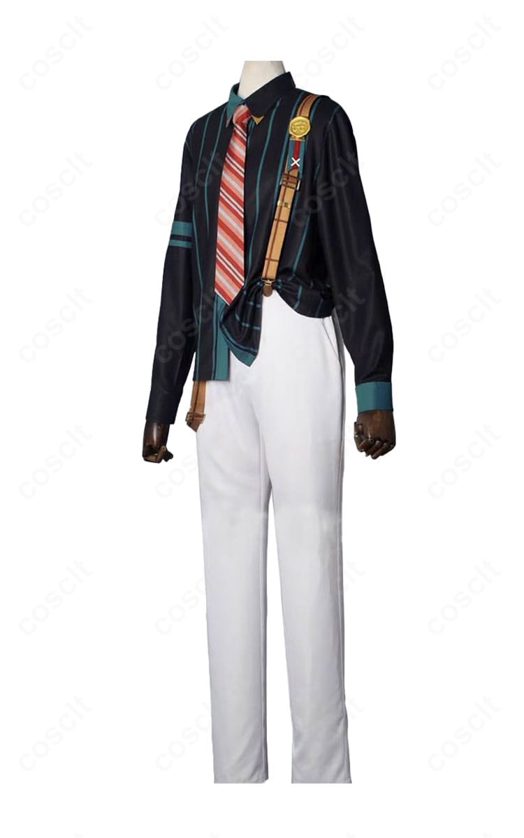 敬人塾Ver.学園制服コスプレ 左側面｜伏見弓弦モデルの袖〜肩の落ち感とネクタイバランスをチェック