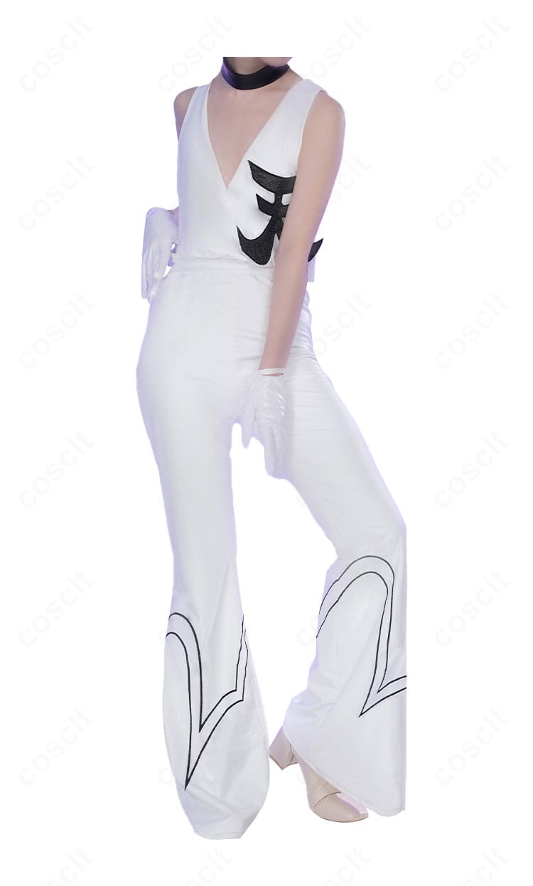 パンティ&ストッキング コスプレ ジャンプスーツ前面全身。タイトなシルエットと高発色カラー