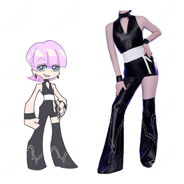 パンティ＆ストッキング 天使姉妹ジャンプスーツセットの着用イメージ。小物を含むフルコーデで世界観を再現。